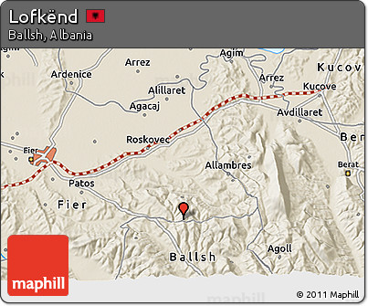 Shaded Relief 3D Map of Lofkënd