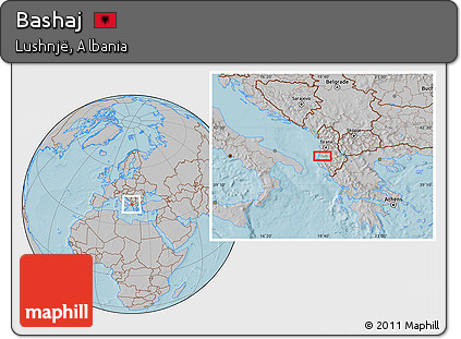 Gray Location Map of Bashaj, hill shading
