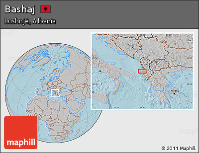 Gray Location Map of Bashaj, hill shading