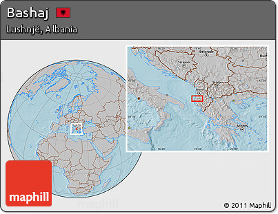 Gray Location Map of Bashaj, hill shading