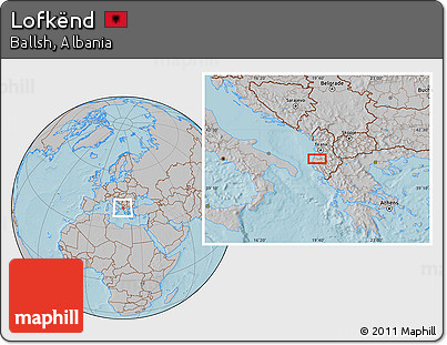 Gray Location Map of Lofkënd, hill shading