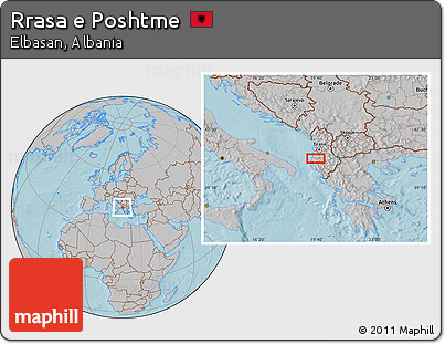 Gray Location Map of Rrasa E Poshtme, hill shading