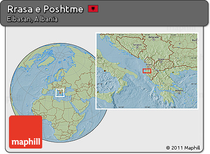 Savanna Style Location Map of Rrasa E Poshtme, hill shading