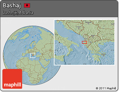 Savanna Style Location Map of Bashaj, hill shading