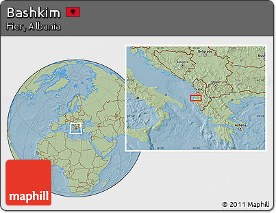 Savanna Style Location Map of Bashkim, hill shading