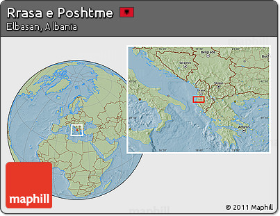 Savanna Style Location Map of Rrasa E Poshtme, hill shading