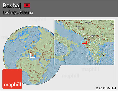 Savanna Style Location Map of Bashaj, hill shading
