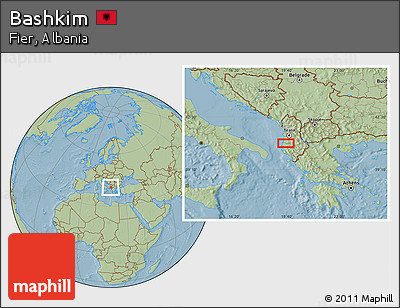 Savanna Style Location Map of Bashkim, hill shading