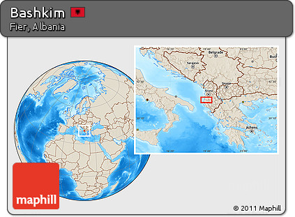 Shaded Relief Location Map of Bashkim