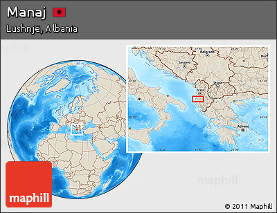 Shaded Relief Location Map of Manaj