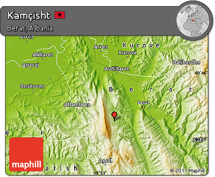 Physical Map of Kamçisht