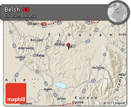 Shaded Relief Map of Belsh