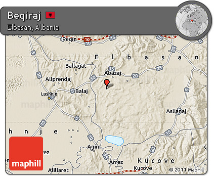 Shaded Relief Map of Beqiraj
