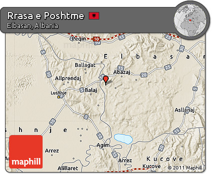 Shaded Relief Map of Rrasa E Poshtme
