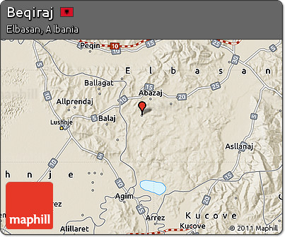 Shaded Relief Map of Beqiraj