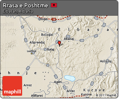 Shaded Relief Map of Rrasa E Poshtme