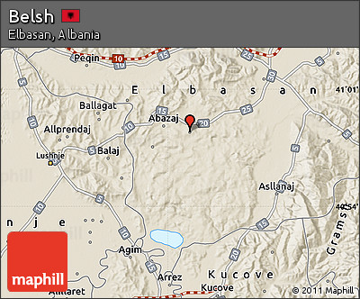 Shaded Relief Map of Belsh