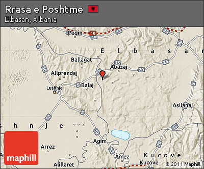 Shaded Relief Map of Rrasa E Poshtme