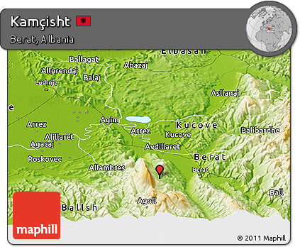 Physical Panoramic Map of Kamçisht