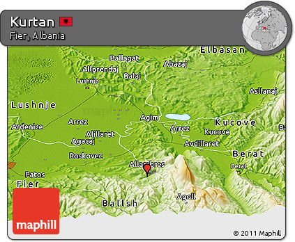 Physical Panoramic Map of Kurtan