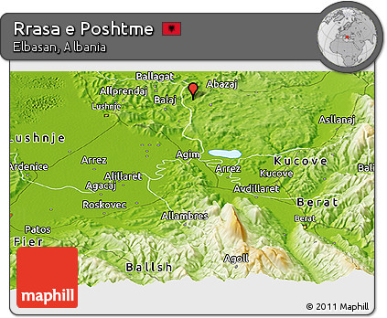 Physical Panoramic Map of Rrasa E Poshtme