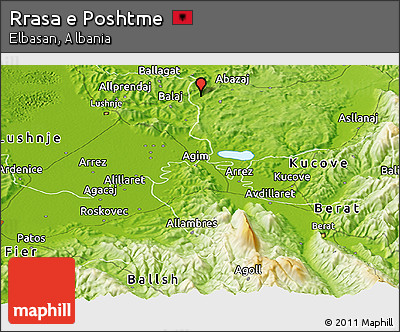 Physical Panoramic Map of Rrasa E Poshtme