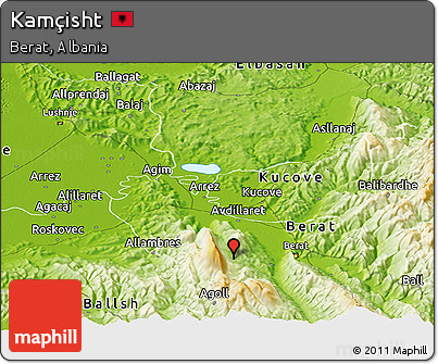 Physical Panoramic Map of Kamçisht