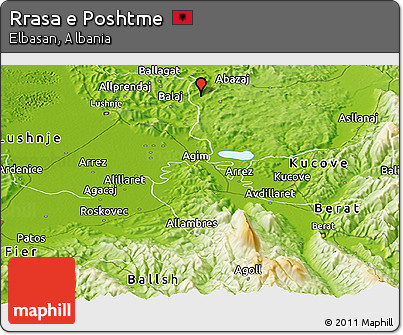 Physical Panoramic Map of Rrasa E Poshtme