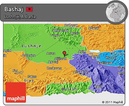 Political Panoramic Map of Bashaj