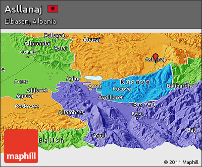 Political Panoramic Map of Asllanaj
