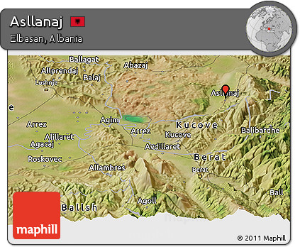 Satellite Panoramic Map of Asllanaj