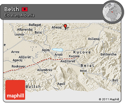 Shaded Relief Panoramic Map of Belsh