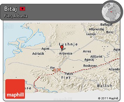 Shaded Relief Panoramic Map of Bitaj
