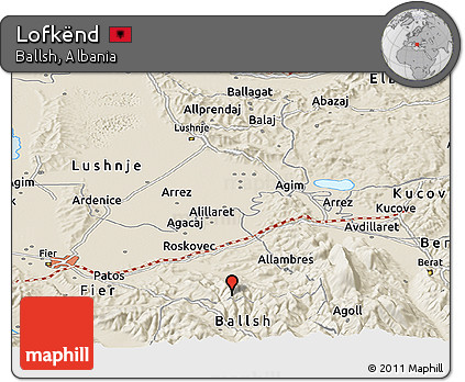 Shaded Relief Panoramic Map of Lofkënd