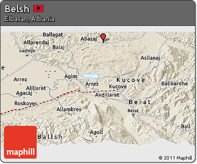 Shaded Relief Panoramic Map of Belsh