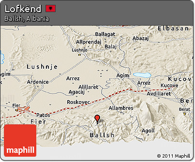 Shaded Relief Panoramic Map of Lofkënd