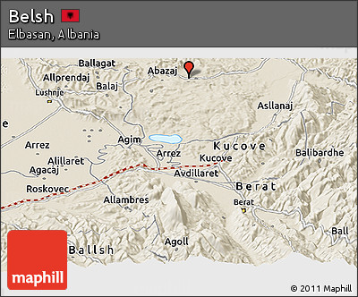 Shaded Relief Panoramic Map of Belsh