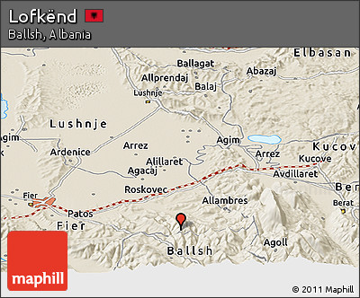 Shaded Relief Panoramic Map of Lofkënd