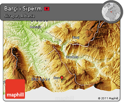 Physical 3D Map of Barçi I Sipërm