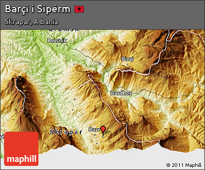 Physical 3D Map of Barçi I Sipërm