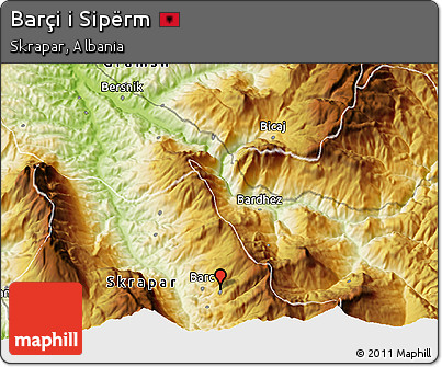 Physical 3D Map of Barçi I Sipërm