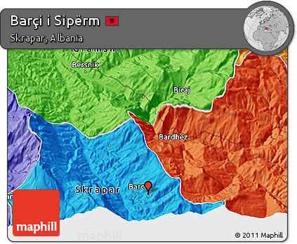 Political 3D Map of Barçi I Sipërm