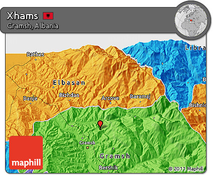 Political 3D Map of Xhams