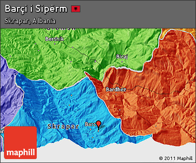 Political 3D Map of Barçi I Sipërm