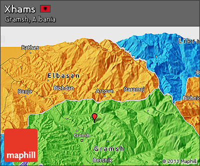 Political 3D Map of Xhams