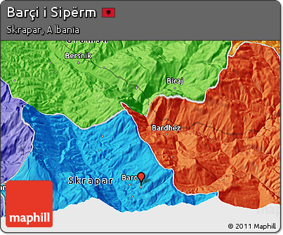 Political 3D Map of Barçi I Sipërm