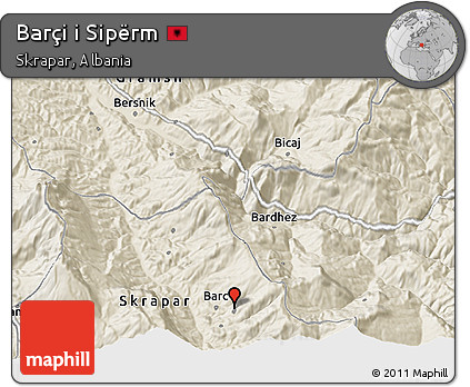 Shaded Relief 3D Map of Barçi I Sipërm