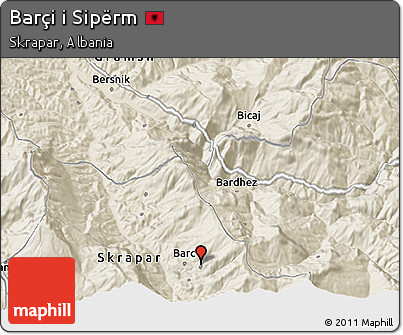 Shaded Relief 3D Map of Barçi I Sipërm