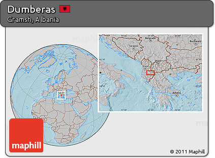 Gray Location Map of Dumberas, hill shading
