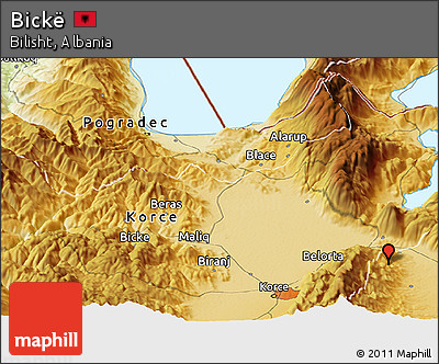 Physical Panoramic Map of Bickë